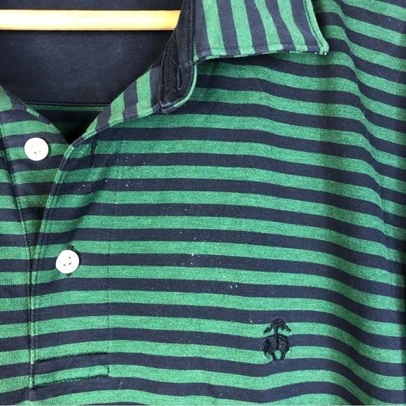 Brooks Brothers Slim Fit Green & Blue Stripe Short Sleeve Polo L - Picture 4 of 4